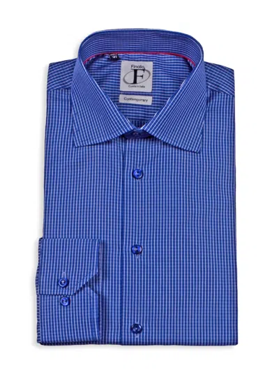 Finollo Men's Contemporary Fit Check Dress Shirt In Navy