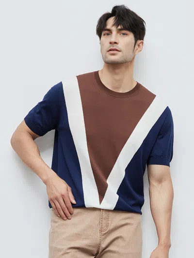 Fioboc Coolknit Breathable Contrast Color Short Sleeve Knitted T-shirt