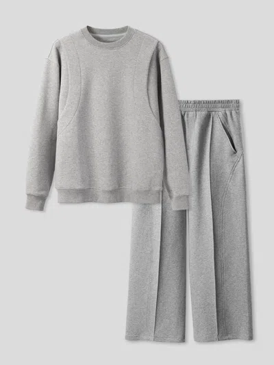 Fioboc Cozyspacer Layered Sweatshirt And Wide Leg Pants Set In Gray