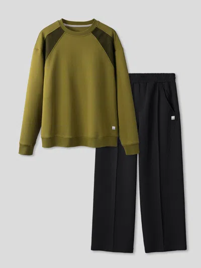 Fioboc Cozyspacer Suedepatch Sweatshirt And Wide Leg Pants Set