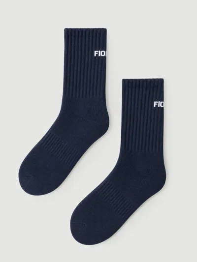 Fioboc Everyday Tall Crew Sock In Pacific Blue