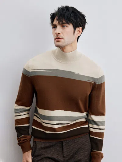 Fioboc Gentleknit Mock Neck Striped Sweater