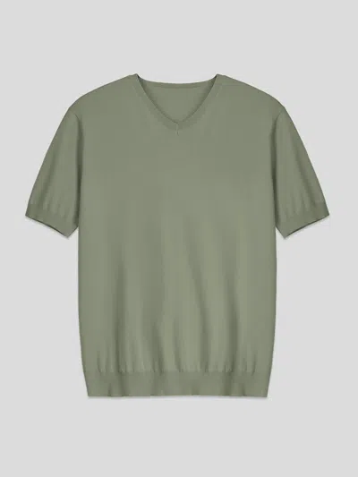 Fioboc Gentleknit Short Sleeve V-neck Knitted T-shirt