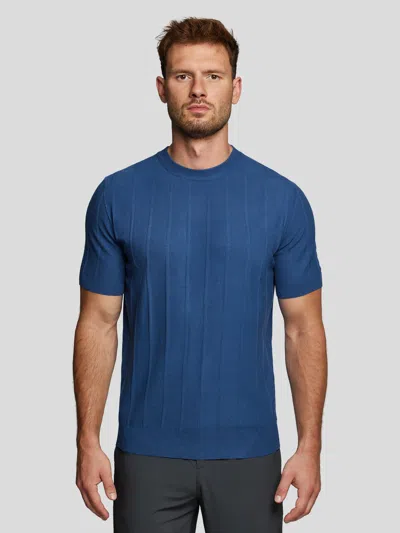 Fioboc Gentleknit Striped Short Sleeve Knitted T-shirt In Klein Blue
