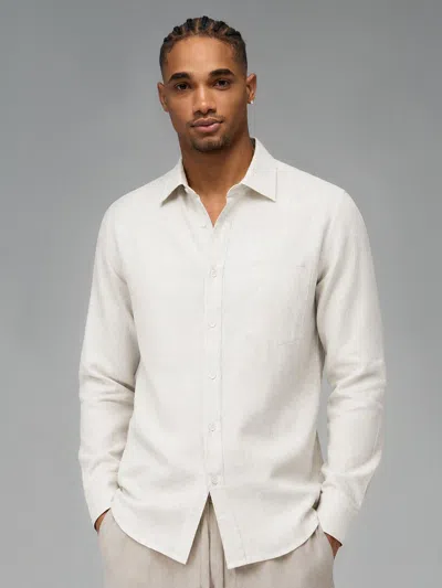 Fioboc Leisure Linen Long Sleeve Pocket Shirt In White