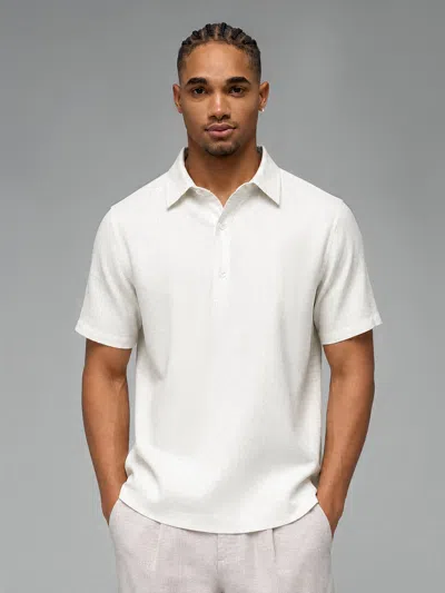 Fioboc Leisure Linen Polo Shirt In White