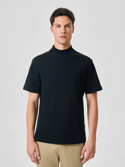 Fioboc Mock Neck Short Sleeve Tee In Black