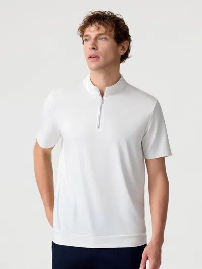 Fioboc Modal Air Half-zip Short Sleeve Tee In White