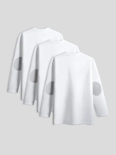 Fioboc Modal Blend Elbow Patch Long Sleeve Tee 3-pack