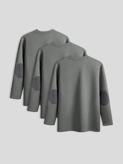 Fioboc Modal Blend Elbow Patch Long Sleeve Tee 3-pack