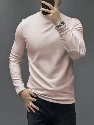 Fioboc Modal Blend Elbow Patch Long Sleeve Tee In Pink