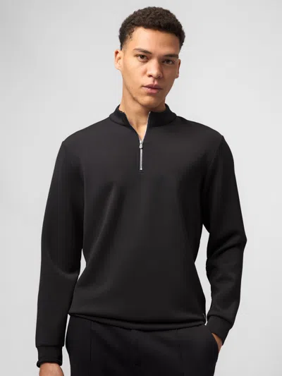 Fioboc Modal Blend Half-zip Mock Neck Long Sleeve Tee In Black