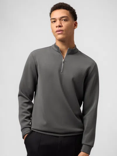 Fioboc Modal Blend Half-zip Mock Neck Long Sleeve Tee In Gray