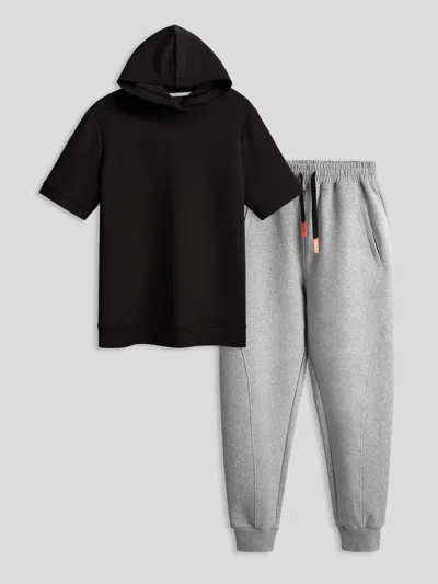 Fioboc Modal Blend Short Sleeve Hoodie And Weekend Jogger Set In Multi