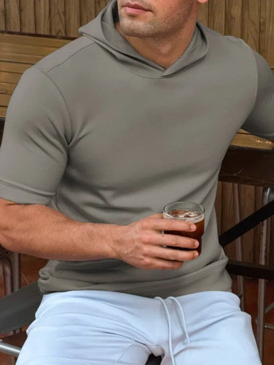 Fioboc Modal Blend Short Sleeve Hoodie In Black