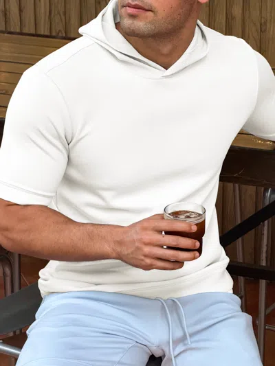 Fioboc Modal Blend Short Sleeve Hoodie In White