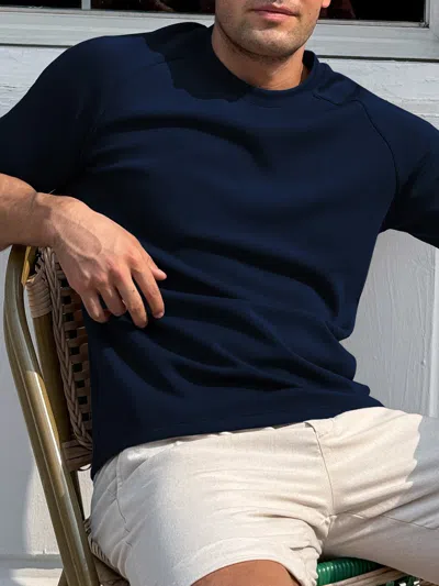 Fioboc Modal Blend Short-sleeve Raglan Tee In Blue