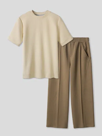 Modal Blend Short Sleeve Tee And Cozyapscer Straight Leg Pant Set from Fioboc Clothing