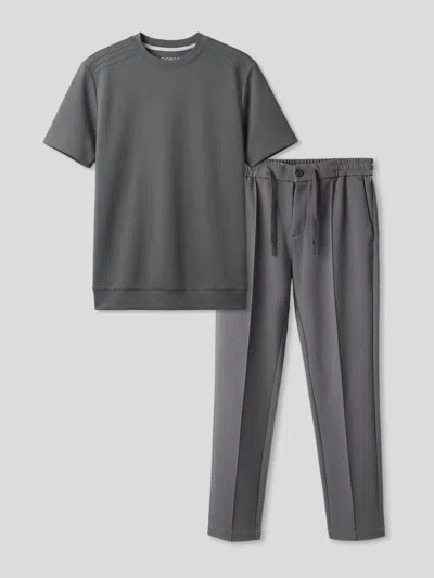 Fioboc Modal Blend Short Sleeve Tee And Cozyspacer Pant Set In Black