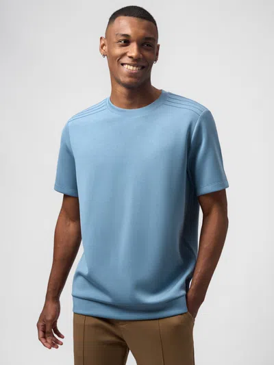 Fioboc Modal Blend Short Sleeve Tee Shoulder Stitch In Blue