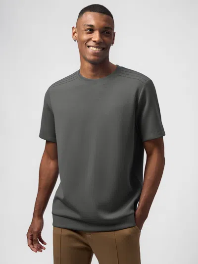 Fioboc Modal Blend Short Sleeve Tee Shoulder Stitch In Gray