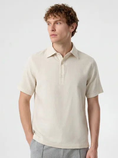 Fioboc Natural Linen Polo Shirt In Nude