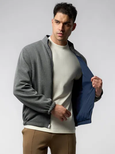 Fioboc Reversible Windproof Half High Collar Zip Jacket In Blue