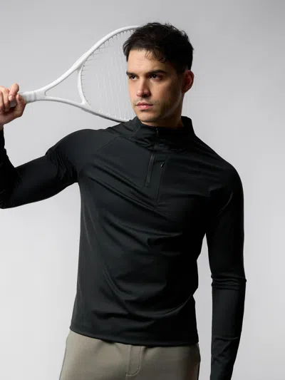 Fioboc Smoothblend Half Zip Chest Pocket Tee In Black