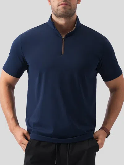 Fioboc Smoothblend Half Zip Mock Neck Short Sleeve Tee