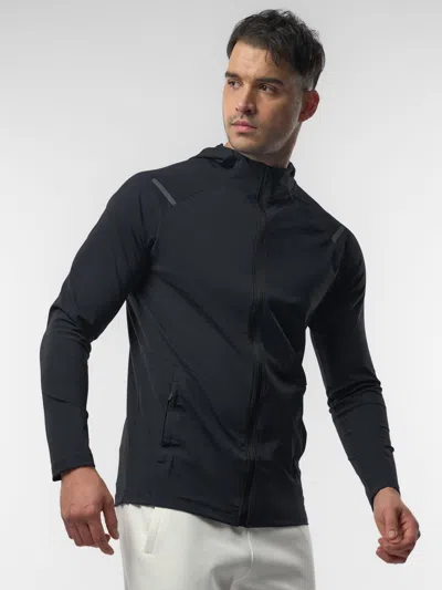 Fioboc Smoothblend Quick Dry Sports Fitness Hooded Jacket In Black