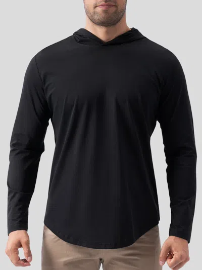 Fioboc Staysmooth Long Sleeve Hooded Drop-cut Tee In Black