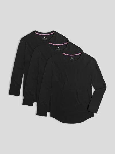 Fioboc Staysmooth Long Sleeve Tee 3-pack: Slim Fit In Black