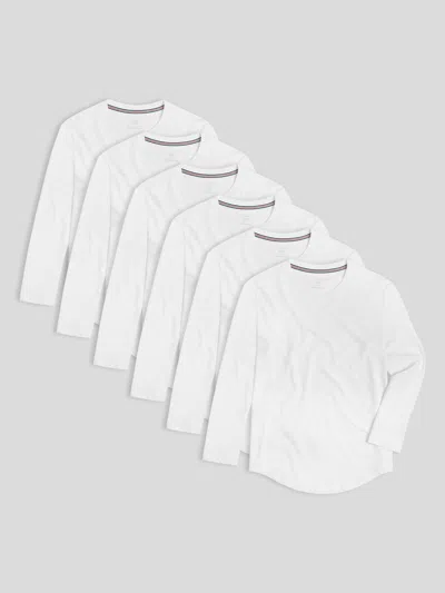 Fioboc Staysmooth Long Sleeve Tee 6-pack: Slim Fit In White