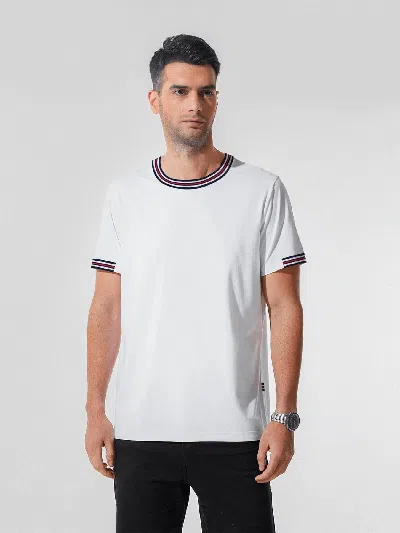 Fioboc Striped Trim Stain Proof Tee In White