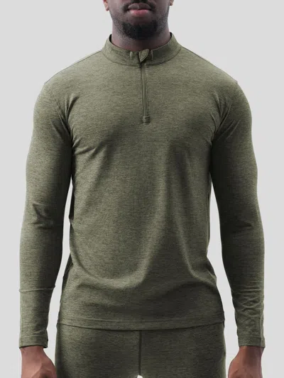 Fioboc Velou Half Zip Long Sleeve Tee In Green