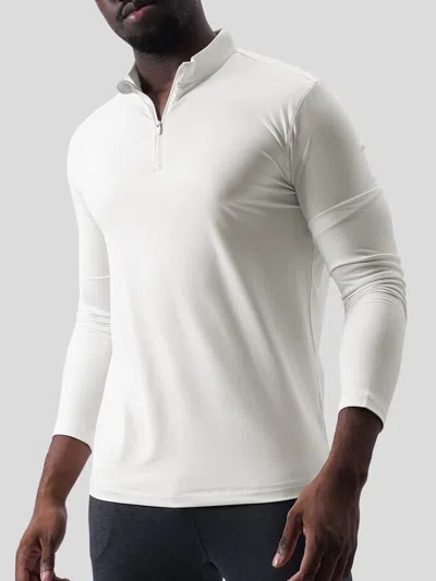 Fioboc Velou Half Zip Long Sleeve Tee In White