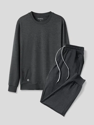 Fioboc Velou Long Sleeve Sleep Loungewear Set In Gray