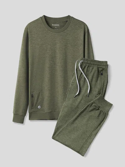 Fioboc Velou Long Sleeve Sleep Loungewear Set In Green