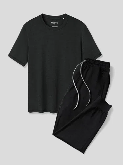 Fioboc Velou Second Skin Sleep Loungewear Set In Black