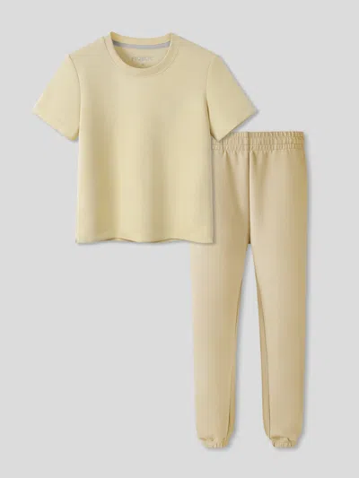 Fioboc Women Modal Blend Baby Tee And Jogger Set In Sand