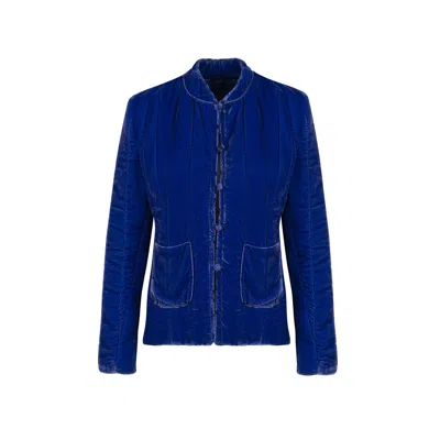 Fiolas Women's Vegan Silk Velvet Zoe Blue Jacket