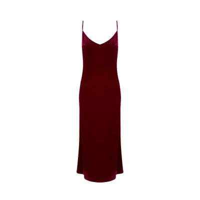 Fiolas Women's Vegan Silk Velvet Zoe Red Slip Dress In Burgundy