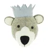 Fiona Walker Mini Organic Wool Bear Head Decoration In Gray