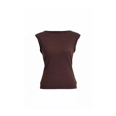 Fiora Muse Women's Cap Sleeve Cashmere Vest - Brown