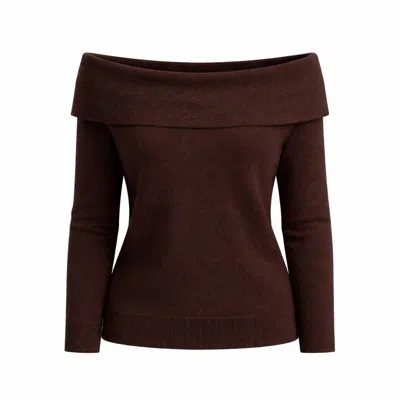 Fiora Muse Women's Off-shoulder Cashmere Sweater - Brown
