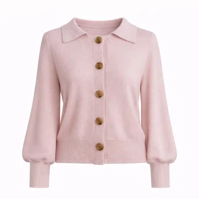 Fiora Muse Women's Pink Balloon Sleeve Cashmere Cardigan