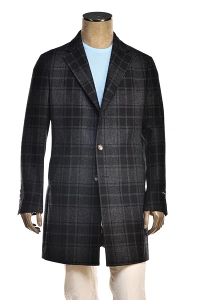 Fiore Di Napoli Plaid Wool-cashmere Overcoat In Black