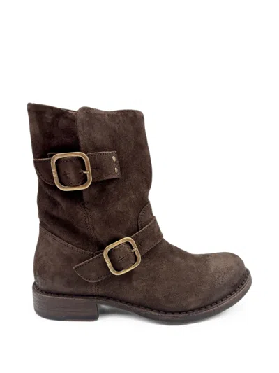 Fiorentini + Baker Erol-tu Buckle-fastening Suede Boots In Brown