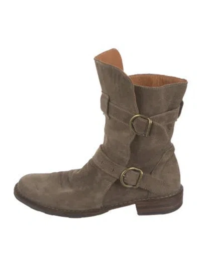 Pre-owned Fiorentini + Baker Eternity Suede Moto Boots In Brown