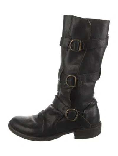 Pre-owned Fiorentini + Baker Leather Moto Boots In Black